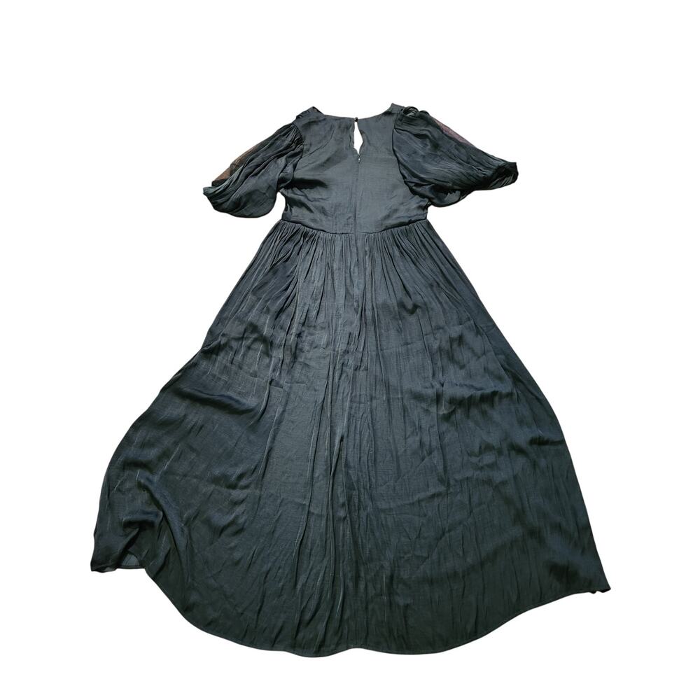 Banana Republic Pleated Midi Dress 12 NWT Dark Green V-Neck Flowy - Picture 3 of 6